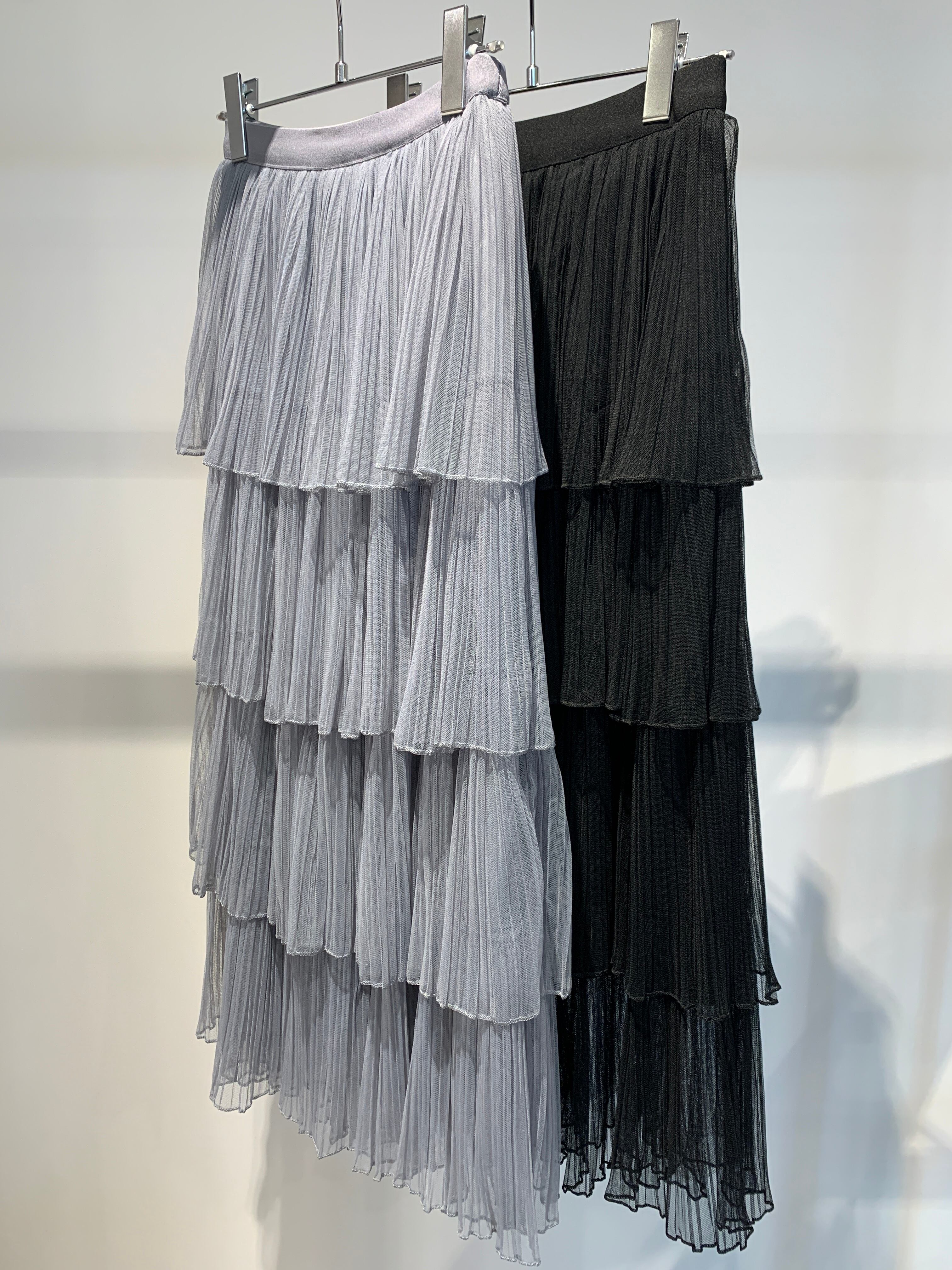 tulle pleats tiered skirt
