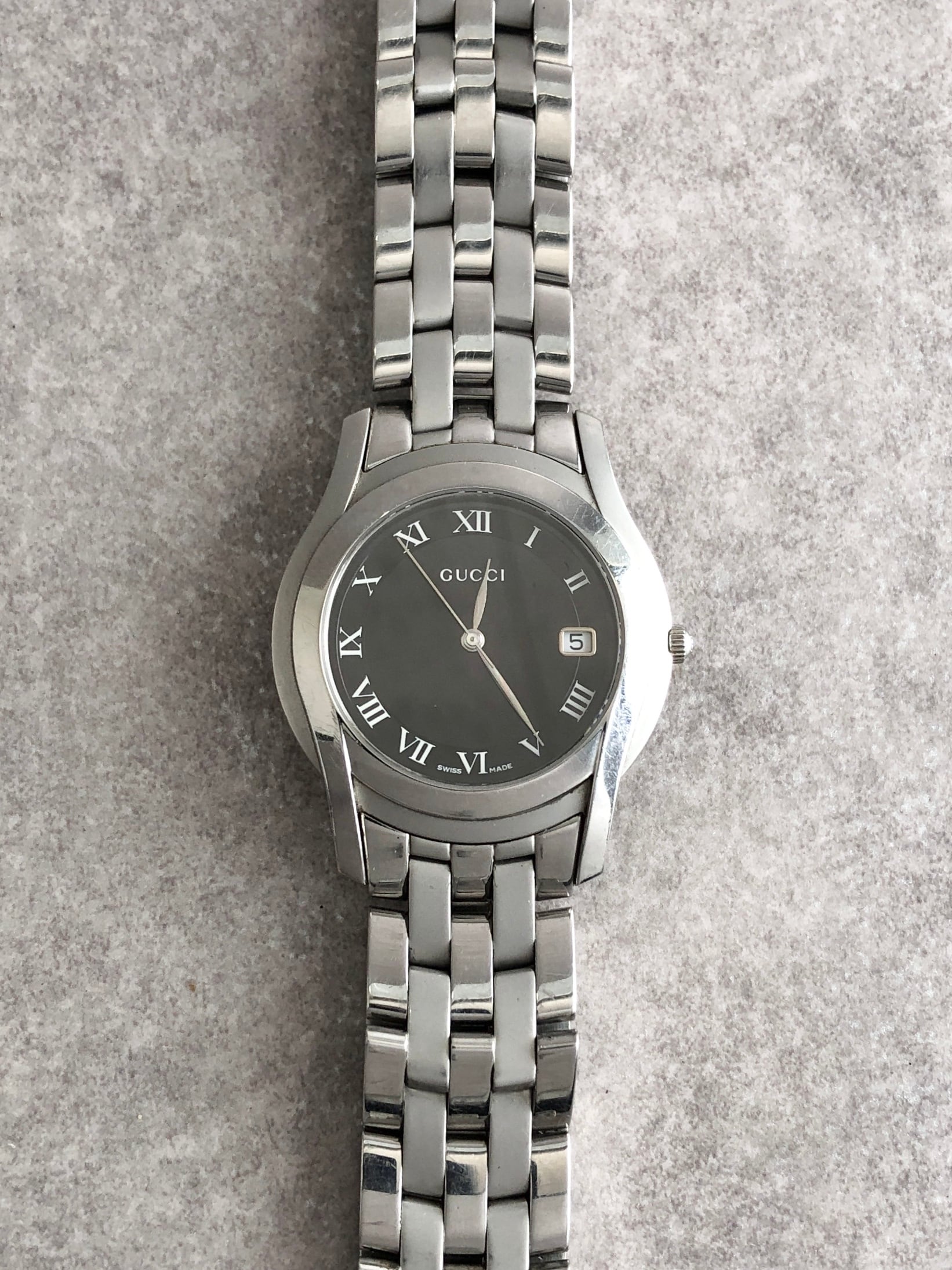 GUCCI グッチ　 置時計 シルバー GUCCI グッチ 腕時計 シルバー ステンレススチール クウォーツ 5500M