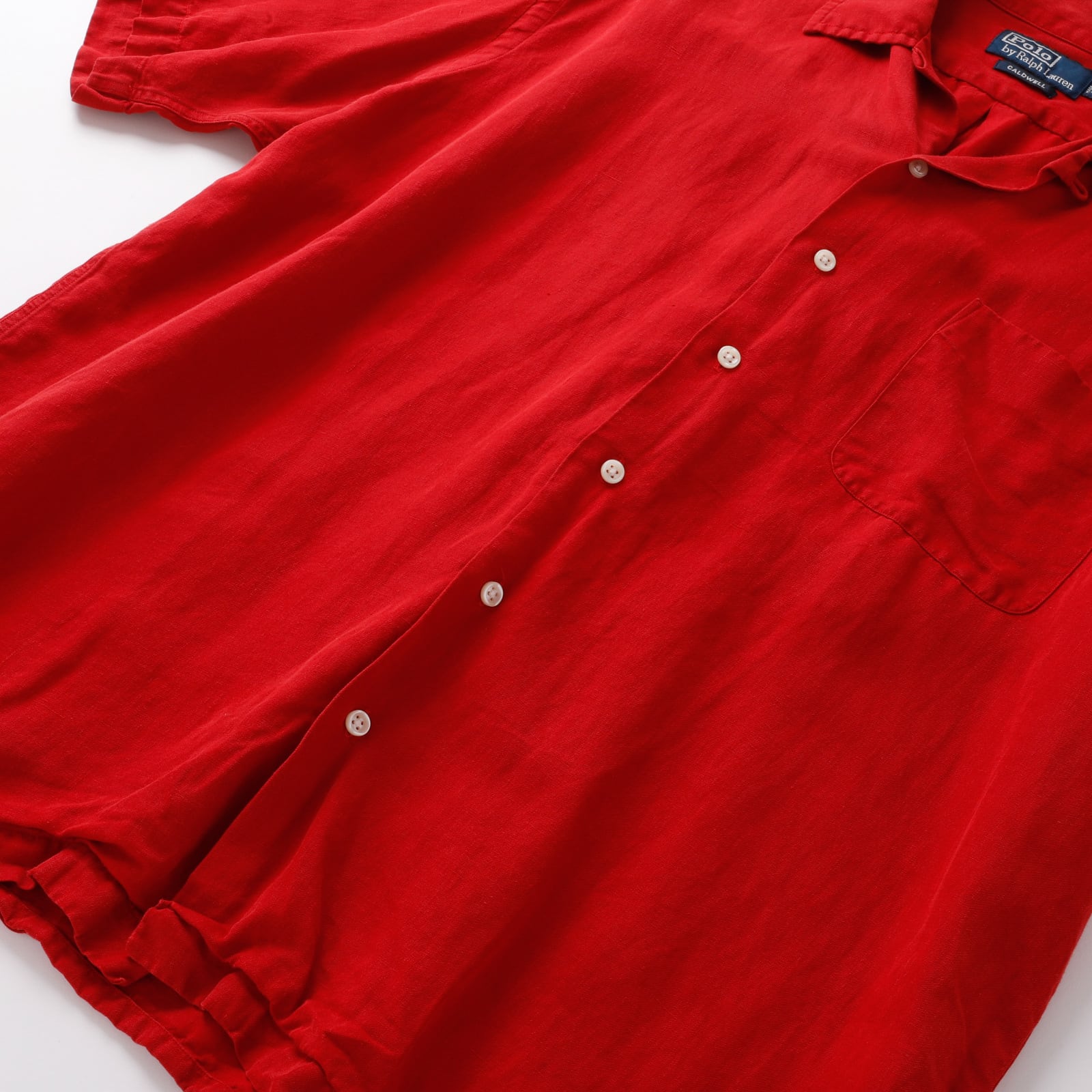 極美品】90s Ralph Lauren special silk linen open collar shirt big 