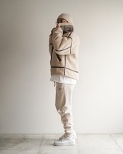 【#Re:room】WOOL BLEND HERRINGBONE SWEAT PANTS［REP311］