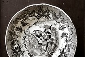 1840s~  Creil et Montereau LES PAPILLONS グランヴィル的蝶々人間のプレートa アンティーク