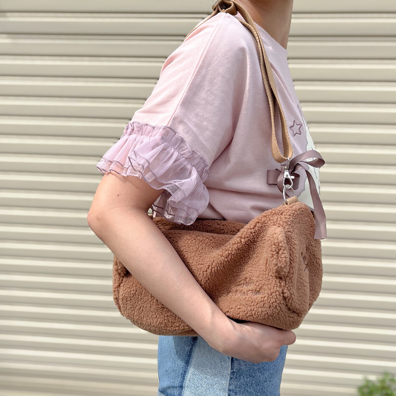 【Mekooo×HiHeyHooo!!! 】クマ ボア ミニボストンバッグ Mekoooくま Nanuk コラボ  もこもこ - 16