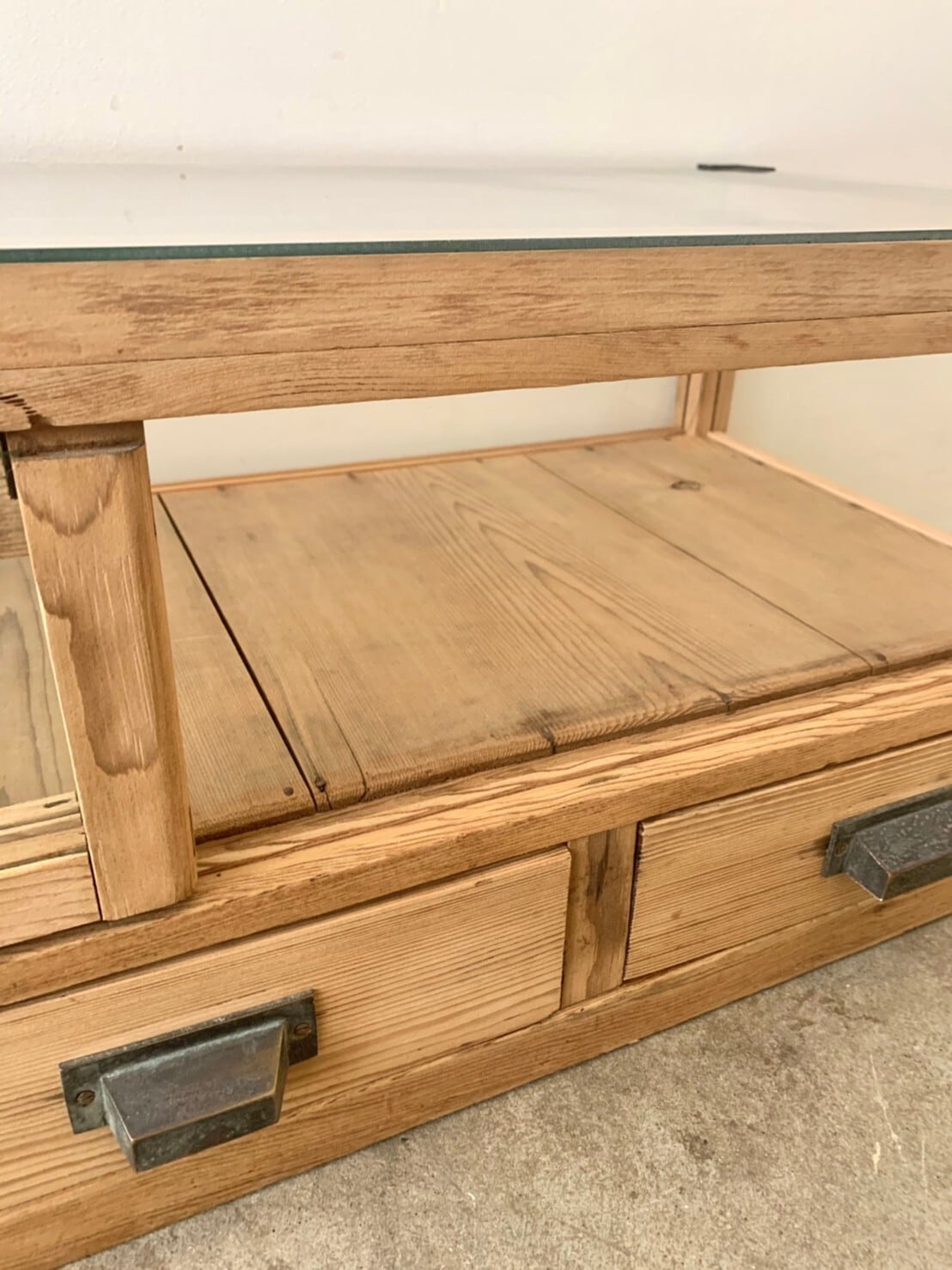 引き出し付きのショーケース ガラスケース 古家具 0440 | ju-gu