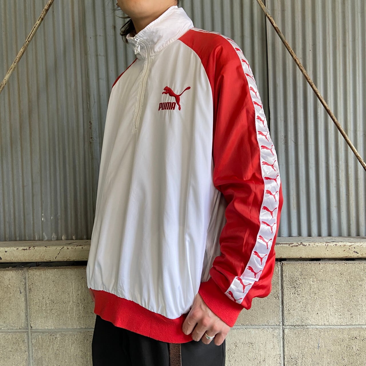 PUMA プーマ　トラックジャケット　白×赤　JAPANデザイン　日本　ジャージ
