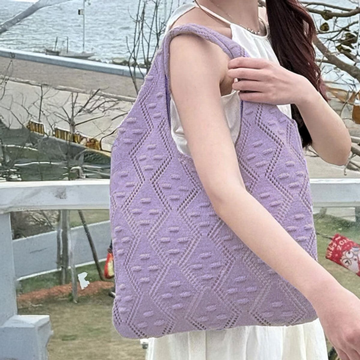 トートバッグ ニット 折りたたみ レディース 韓国 バッグ A4 大容量 通勤 通学 大人 カジュアル おしゃれ エコバッグ 編みバッグ サブバッグ 大きめ 軽量 大人可愛い 大人女子