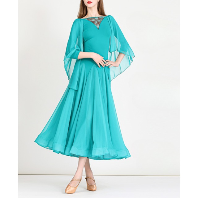 フローラル ケープスリーブ シースルー モダンドレス 1col　D00436