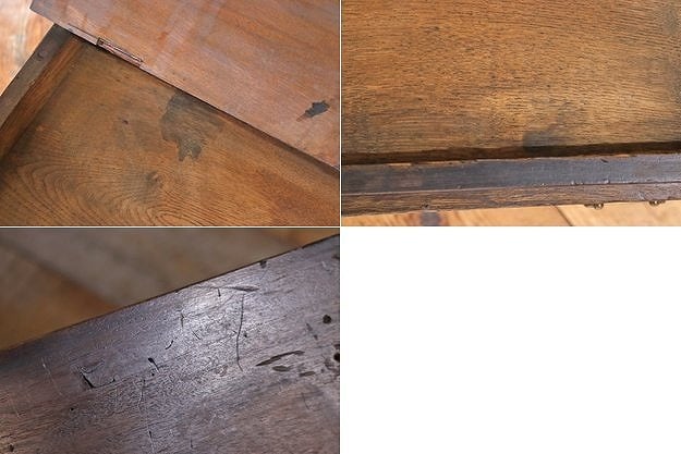 レトロ 文机 ローテーブル 座卓 帳場机 跳ね上げ天板 無垢材 引き出し