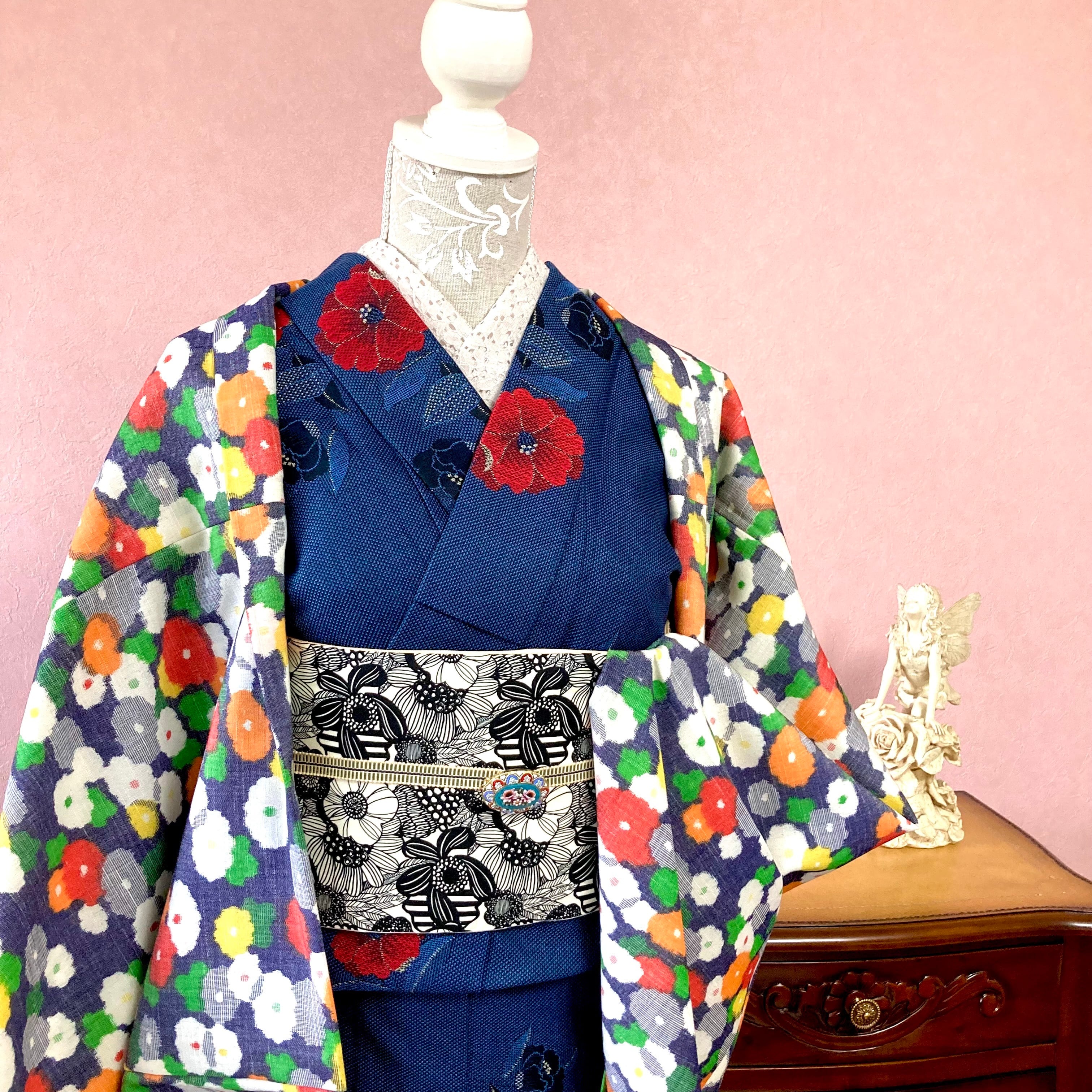 日本国産 着物 正絹 コート 羽織り 4点 - 浴衣/水着