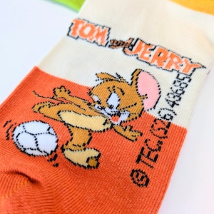 ♧【 crew socks / クルーソックス 】Tom and Jerry ( トムとジェリー ) / トムジェリ / 靴下 / フリーサイズ〚アメリカン雑貨 アメトイ〛