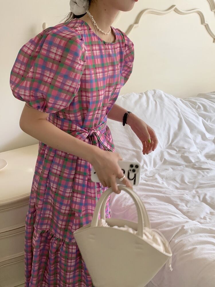 レースラウンドネックドレス サマースタイルスリーブルーズ薄手Aラインロングスカート 夏物 Oネック ビッグFスモールZ韓国13867285686