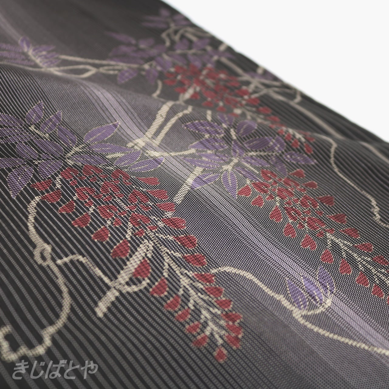 正絹 墨色に藤 袷 | きじばとや