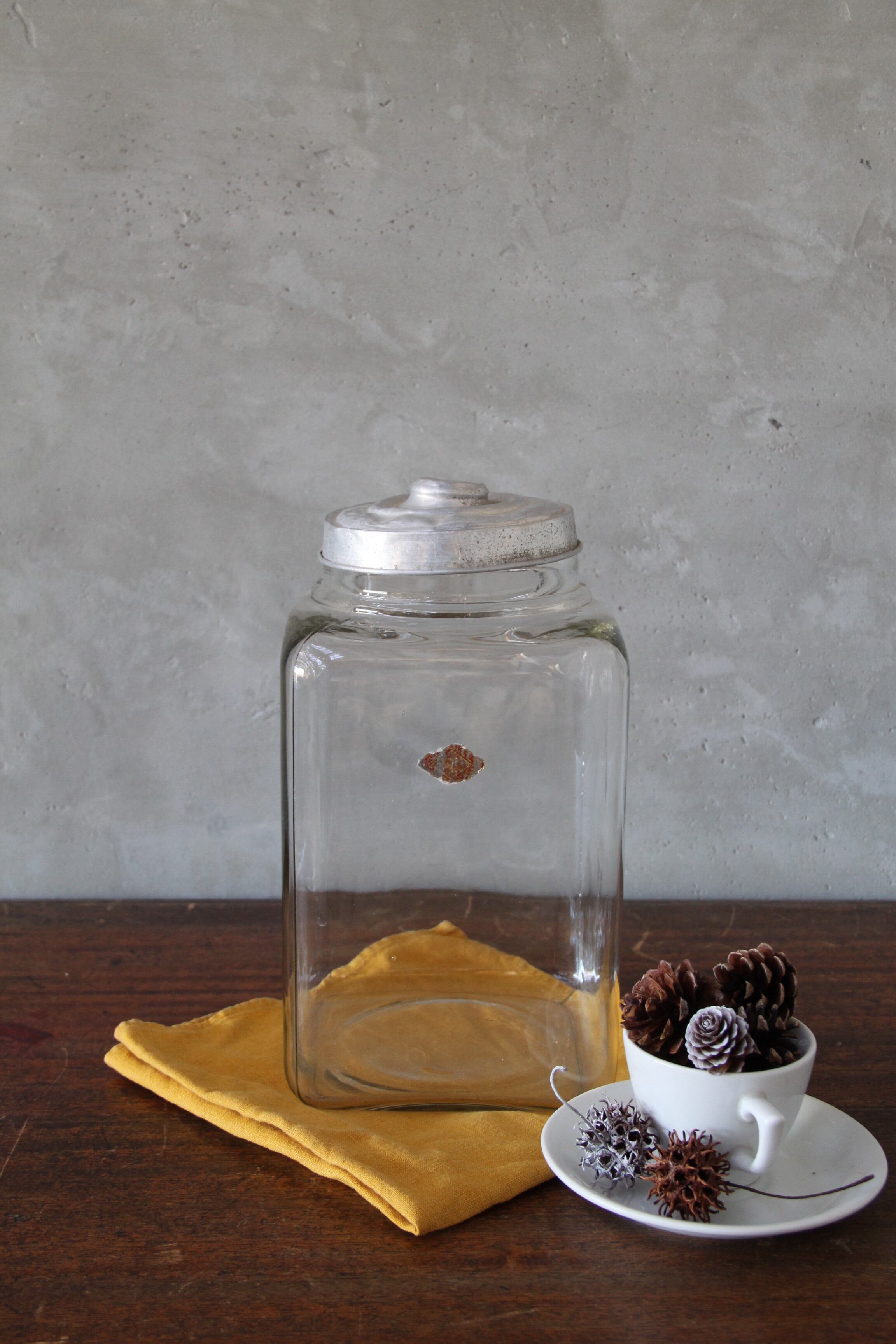 【送料無料】菓子瓶 古道具/アンティーク/瓶/レトロ/ガラス/蓋