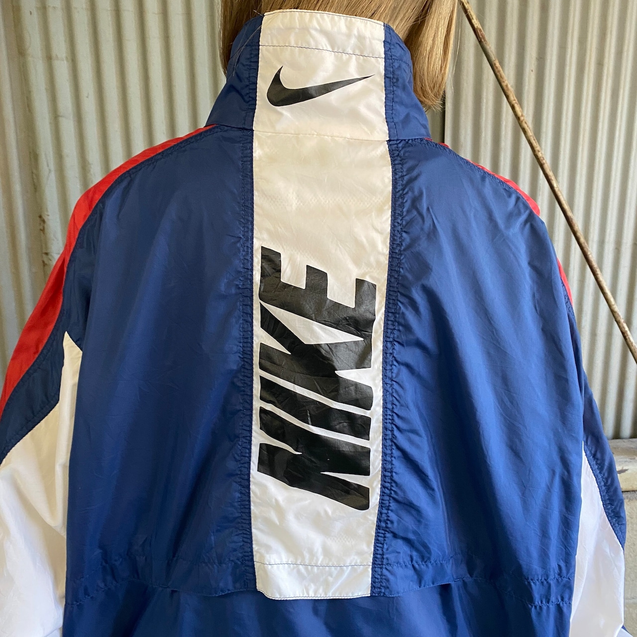 90年代 NIKE ナイキ ロゴ バックプリント ナイロンジャケット メンズM 