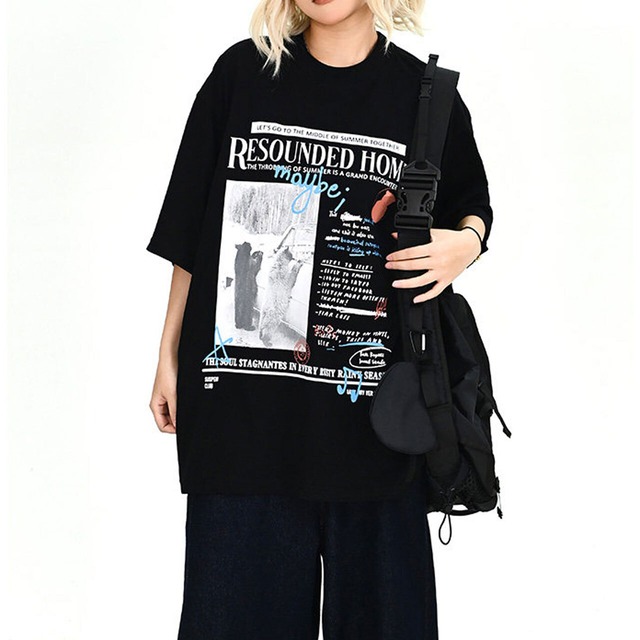 グラフィックコラージュアートレタリングTシャツ 2col   R02008