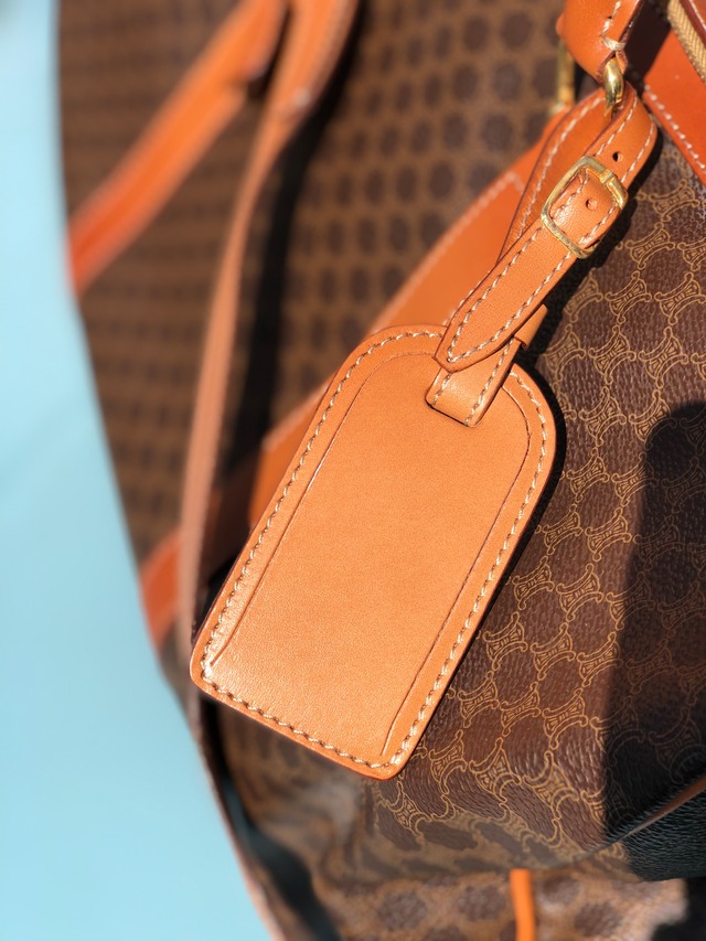 CELINE セリーヌ　マカダム　ブラゾン型押し　ボストンバッグ　ブラウン　vintage　ヴィンテージ　オールドセリーヌ　e26jc4