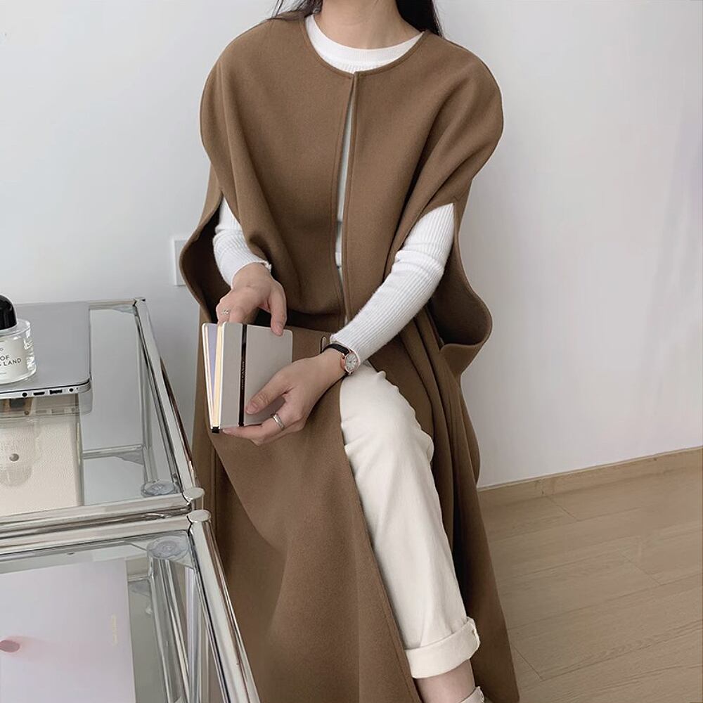 全3色 ロングジレ ロングベスト 袖なし コート ベスト ジャケット