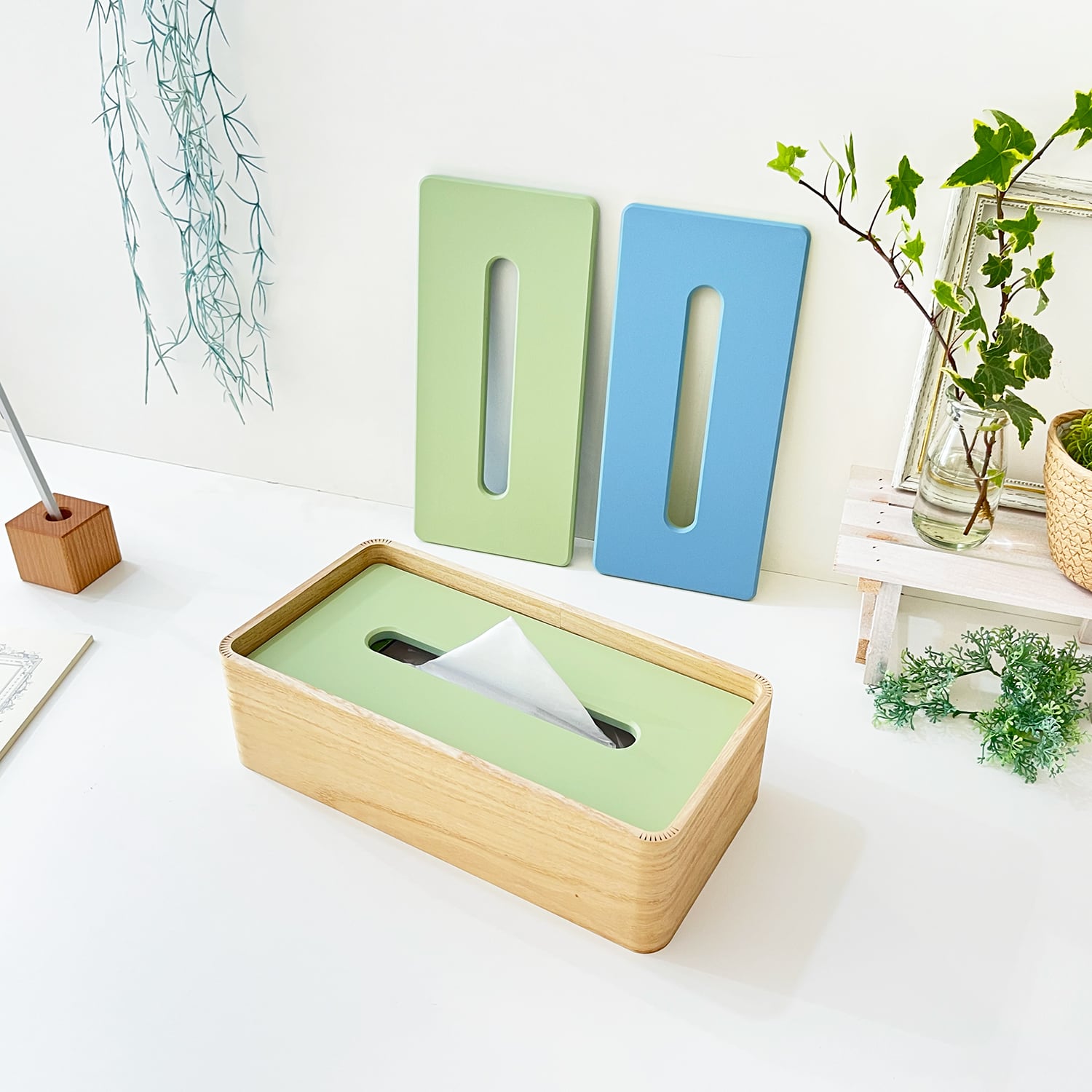 KATOMOKU ティッシュケース2 ブルー＆グリーン km-122BG | 加藤木工