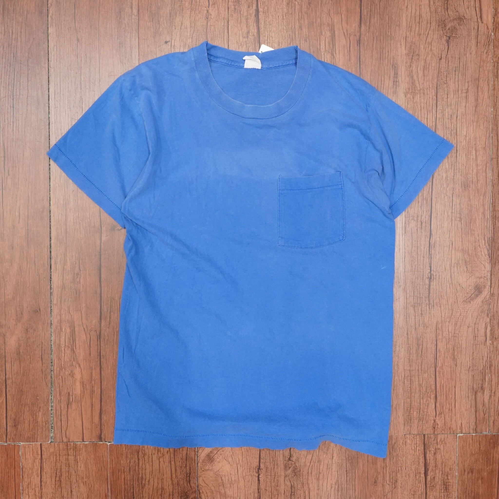 袖裾シングル ブランド不明 ヴィンテージ 無地 ポケットTシャツ M位