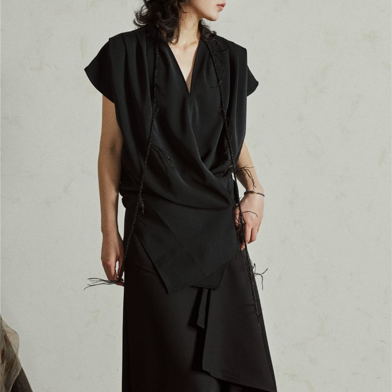 アシンメトリードレープロングシャツ MTO0044