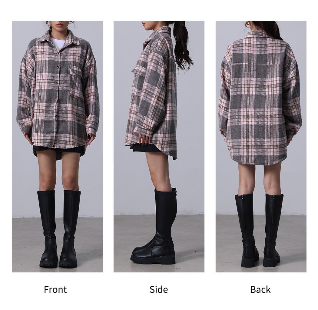 宅配便】タータンチェックオーバーサイズシャツ／tops2165 | DAY