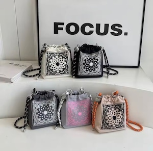 ペイズリー巾着クロスバッグ / 4color