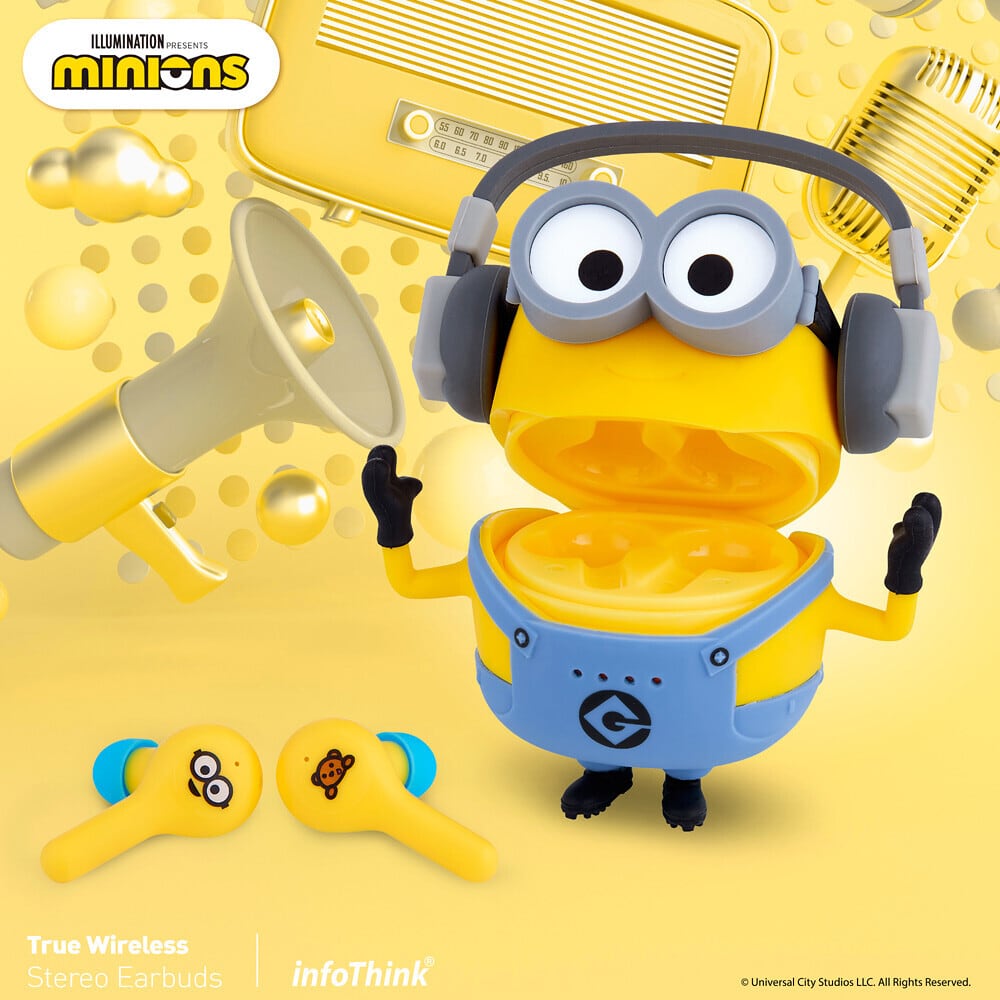 InfoThink【ユニバーサル公式】 ワイヤレスイヤホン ノイズキャンセリング True Wireless Stereo Bluetooth  Earbuds Earphone イルミネーションIllumination ミニオンズ MINIONS キャラクター iTWS100-MN