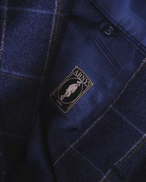 ［Late 1970s］"ARNYS PARIS" Pure Laine Windowpane Bispoke Made Tailored Jacket (Made in France)