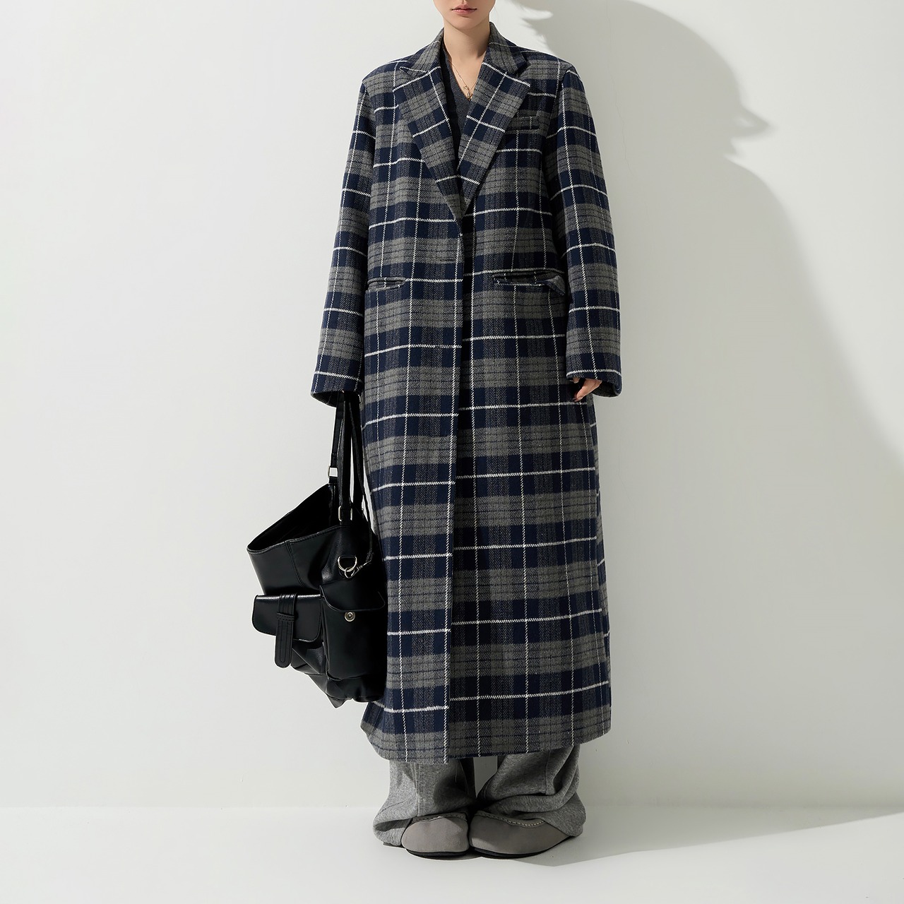 チェック柄ビッグシルエットコート H0037
