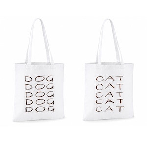 WHITE : CRAYON DOGCAT TOTE BAG
