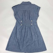 90s BARNEYS NEWYORK バーニーズニューヨーク フレンチスリーブ シャンブレー シャツ ワンピース/ブルー レディース ビンテージ