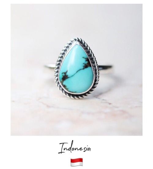 【Made in インドネシア】Teardrop turquoise ring
