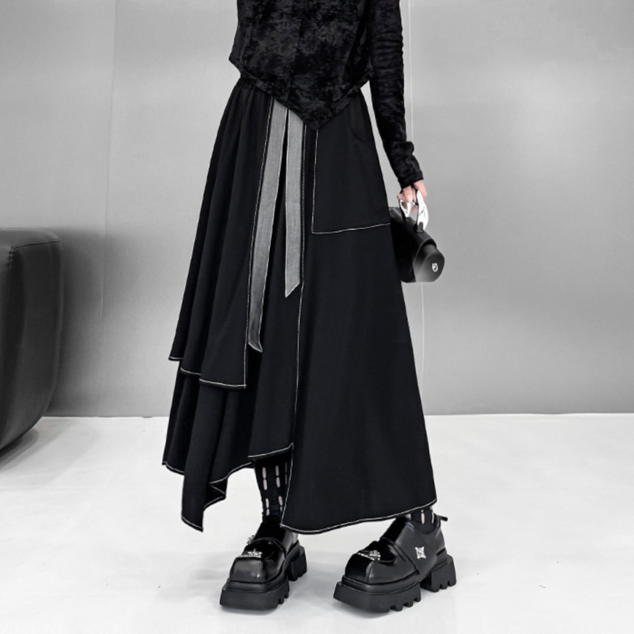 Elastic Waist A-Line Midi Skirt(ME032)