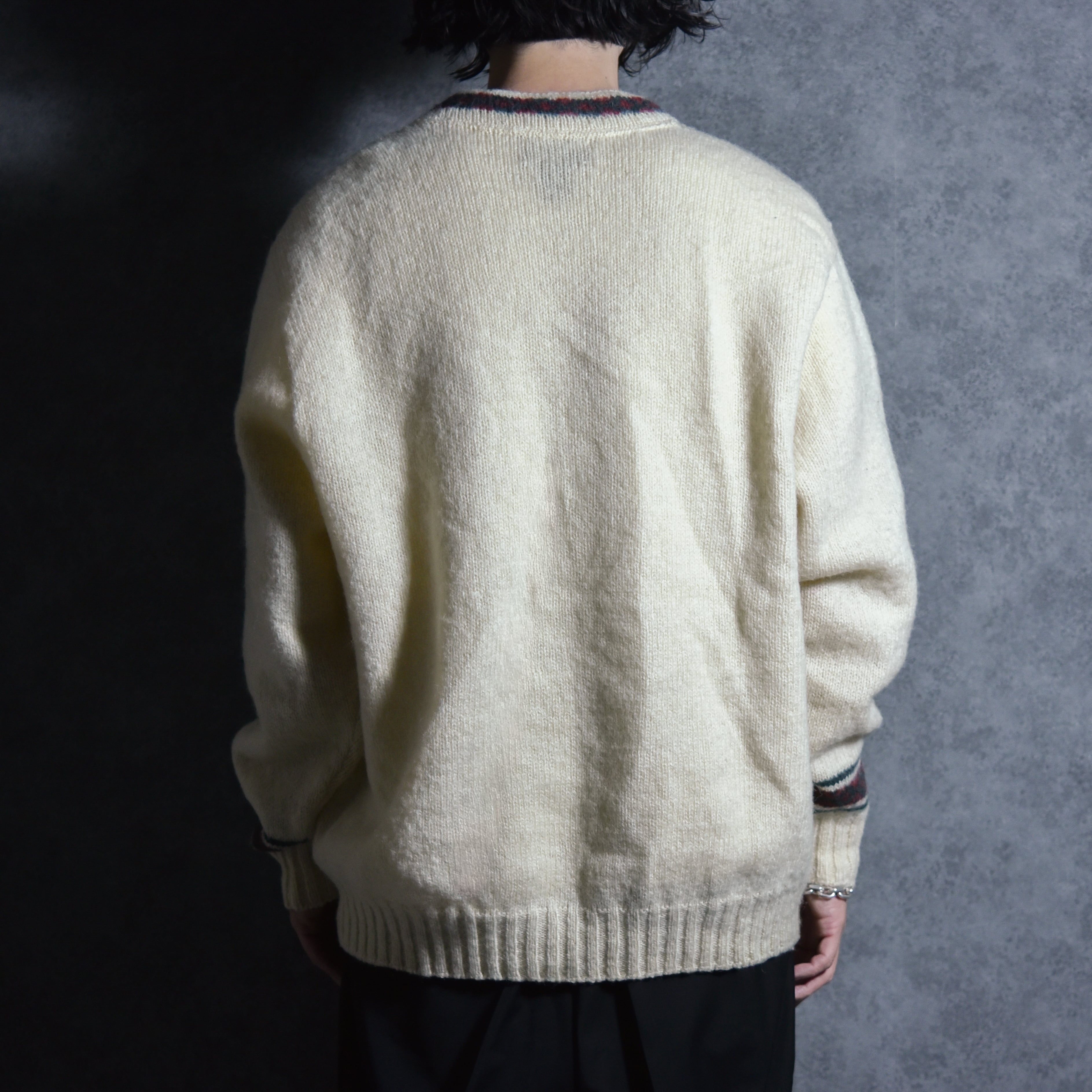 80-90s Lands' End Snow Pattern Knit Sweater Made In USA ランズ