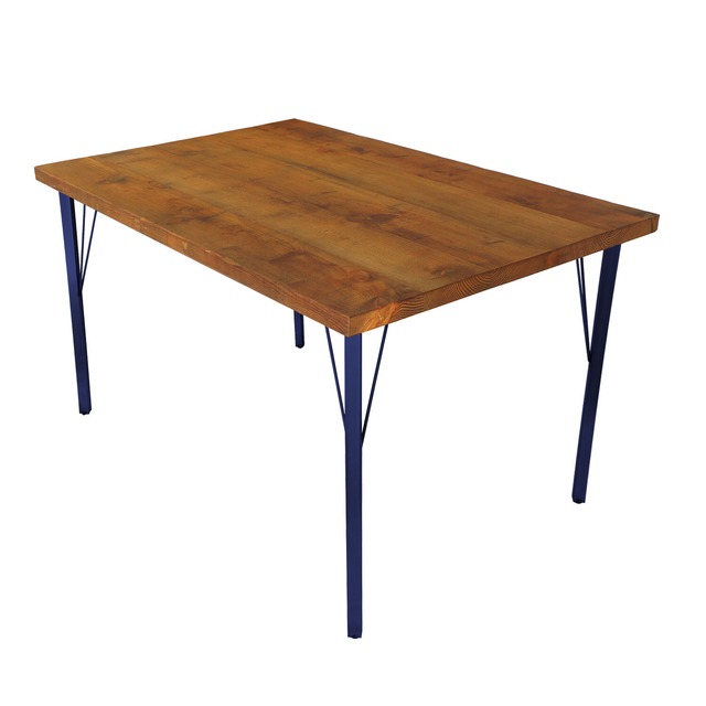 【受注生産】古材ダイニングテーブル ～オールドボード天板×スチール脚A（藍塗装）～