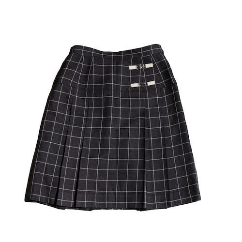 Courreges LogoStrap CheckWoolSkirt