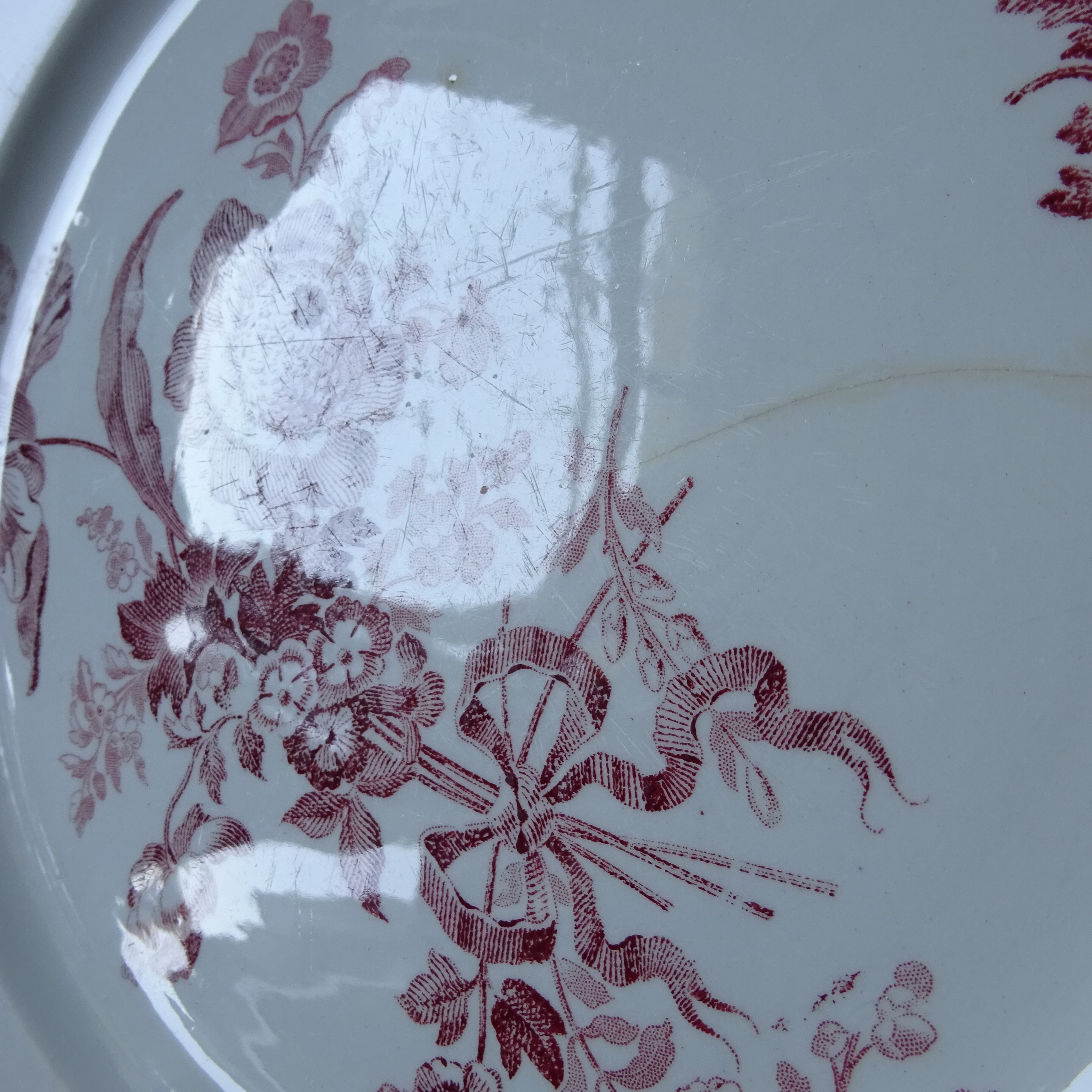 【金継ぎ用】Sarreguemines＊modèle《FONTANGES》assiette dessert pour Kintsugi (C)