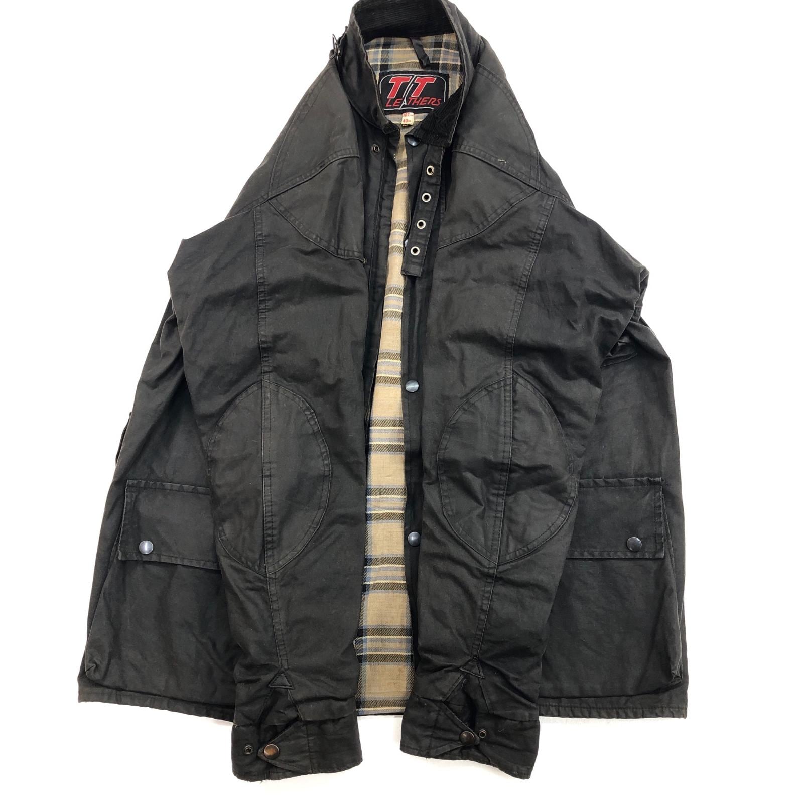 Made in England ツイントラックオイルドジャケット TT LEATHERS 80- 90年代 ENGLAND製 英国製 イングランド製 ワックス