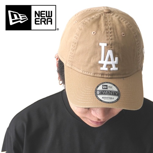 NEW ERA ニューエラ 9TWENTY 920 ドジャース キャップ ウォッシュドコットン カーキ×ホワイト メンズ レディース ユニセックス 帽子 ベースボールキャップ MLB 14525135