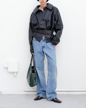 1990s EMPORIO ARMANI - dolman sleeves belted leather blouson