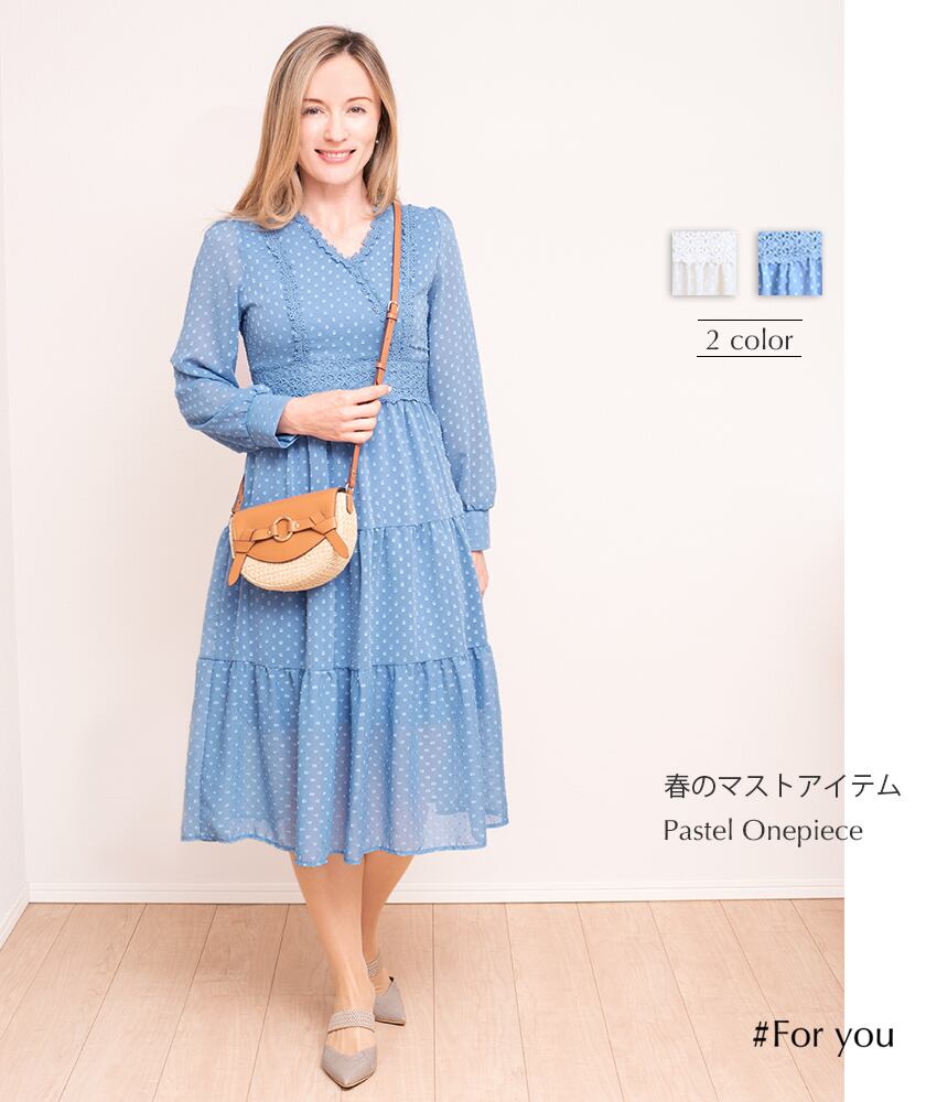 【再入荷】華奢魅せ三段フレアスカートワンピース_e0132103086