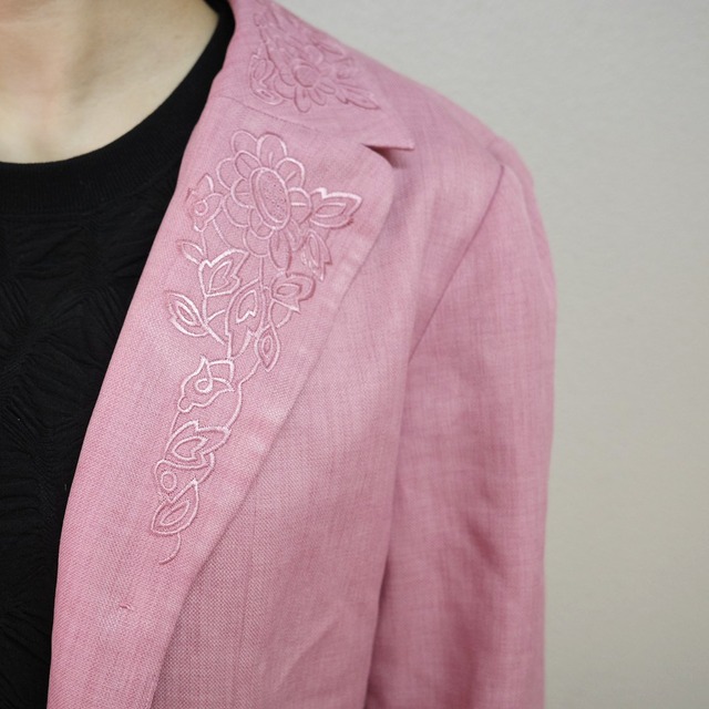Pink Flower Embroidery Jacket