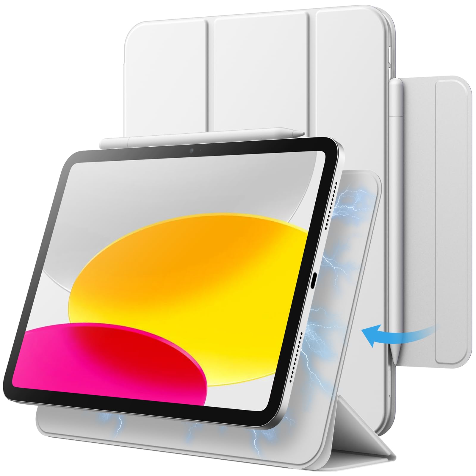 JETech iPad (A16) 第11/10世代用 マグネットケース (ホワイト)