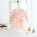 星チャームのニットチュールワンピ（ピンク）