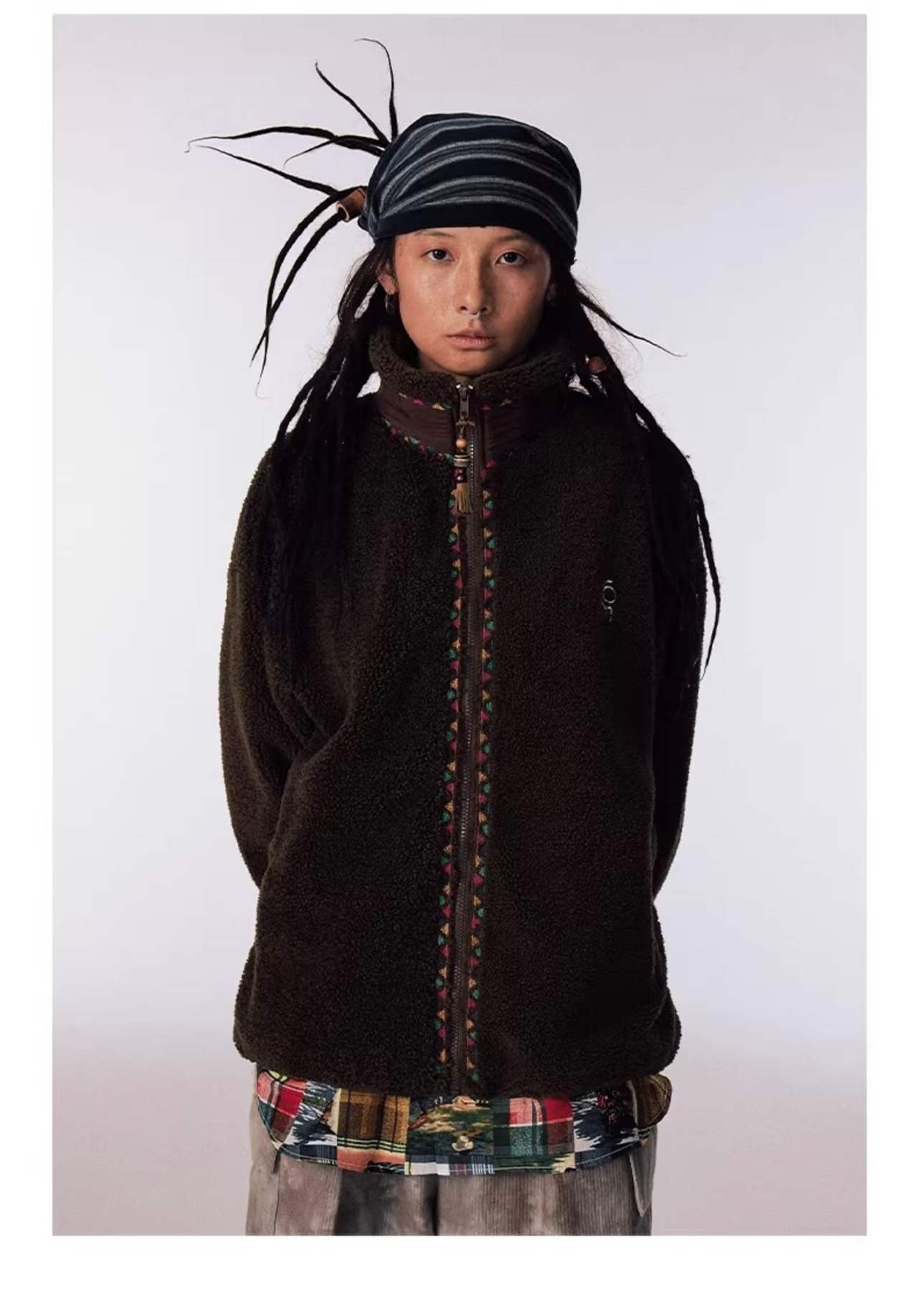 CONP Hand-knitted Beaded Fleece Jacket