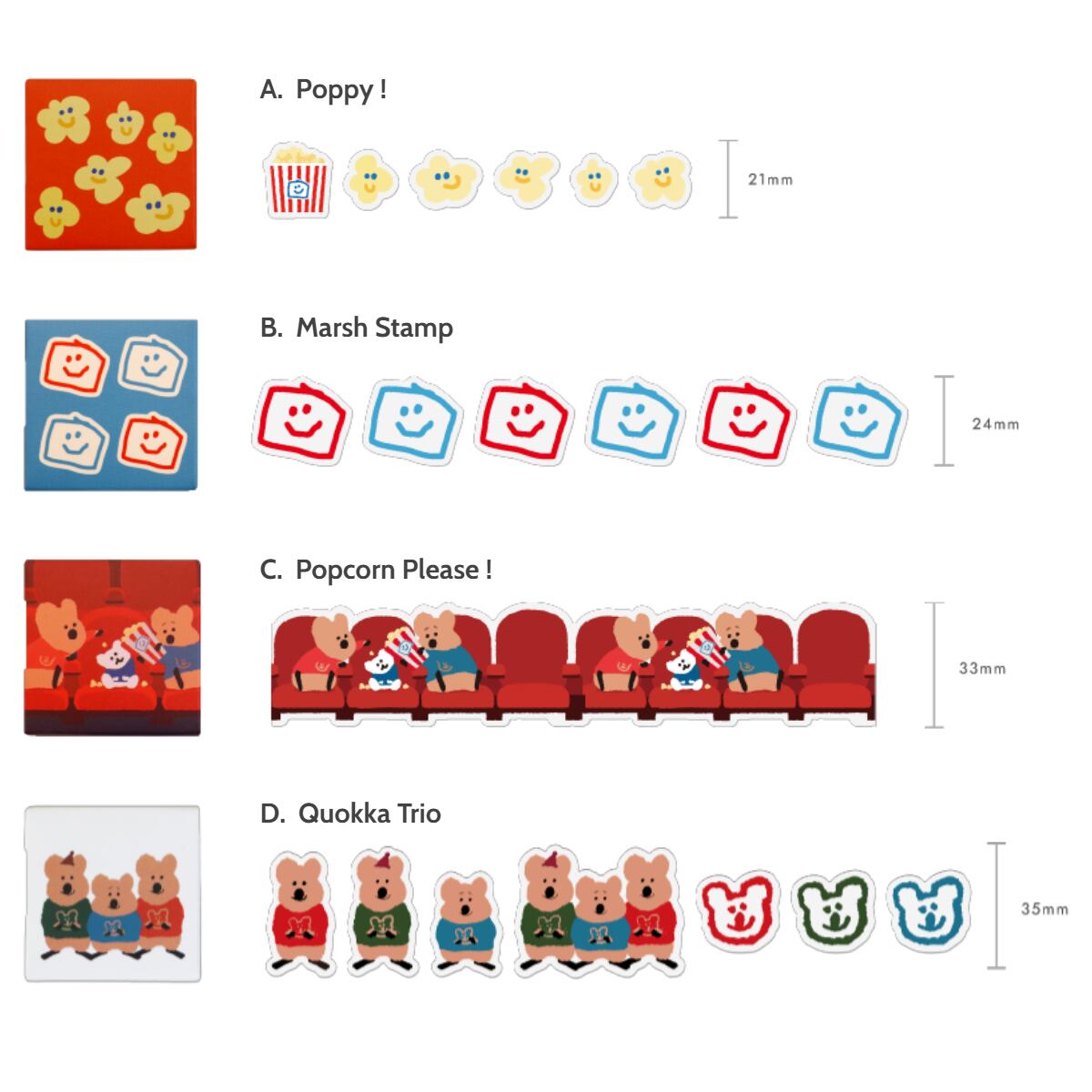 DINOTAENG] Marshville Cinema マスキングテープ シール（全8種