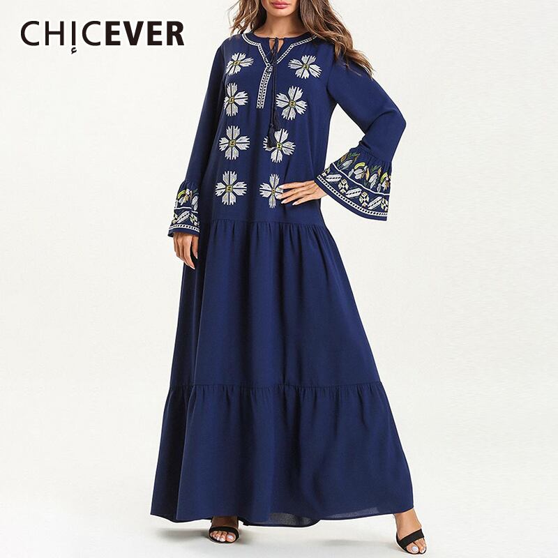 CHICEVERヴィンテージプリントヒットカラードレスレディースVネックフレアスリーブプラスサイズプリーツマキシドレス2020服 大きめサイズ ビンテージ 6base544991709722