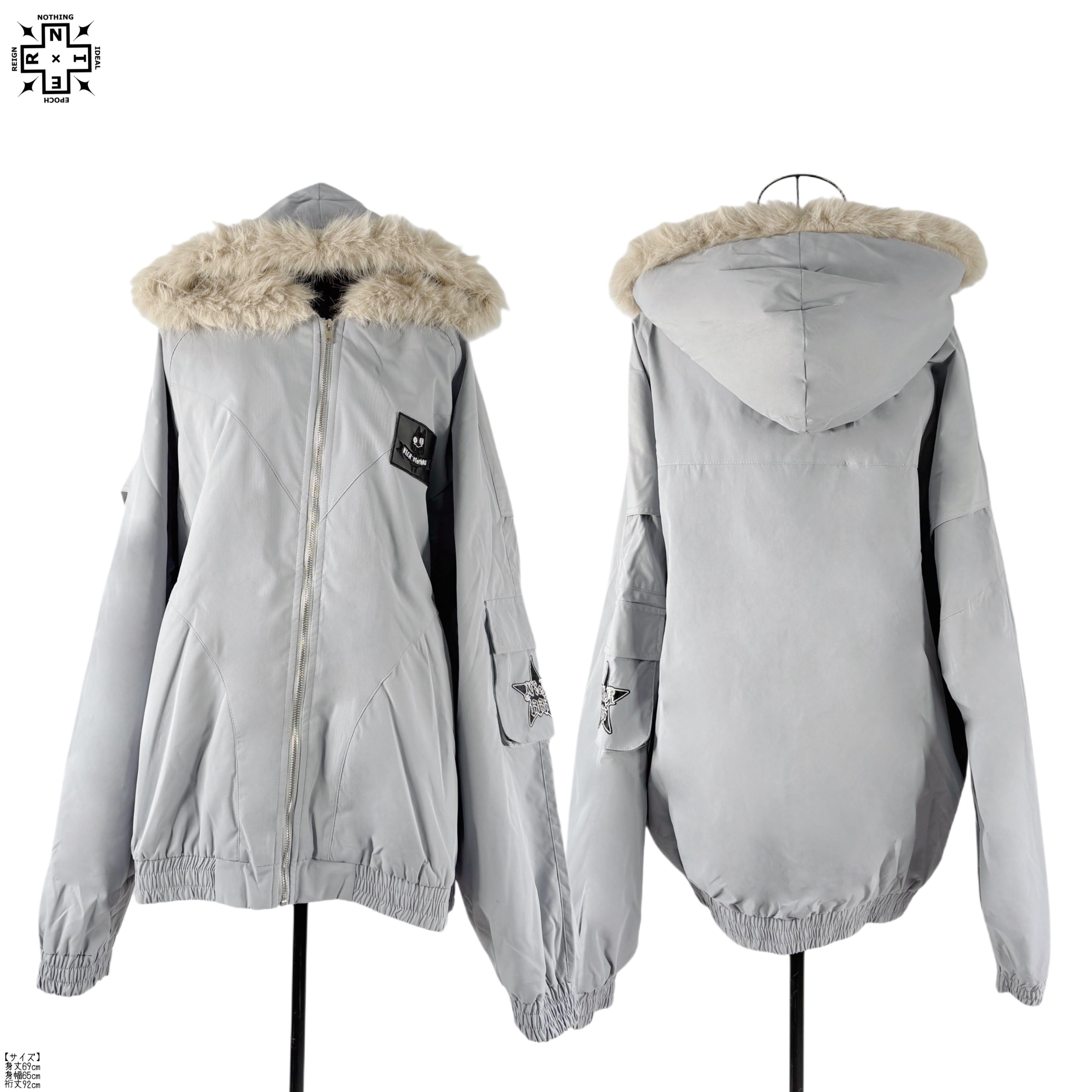 超防寒!!UNISEXファーフード中綿入りアウター【GRAY】 | NIER CLOTHING
