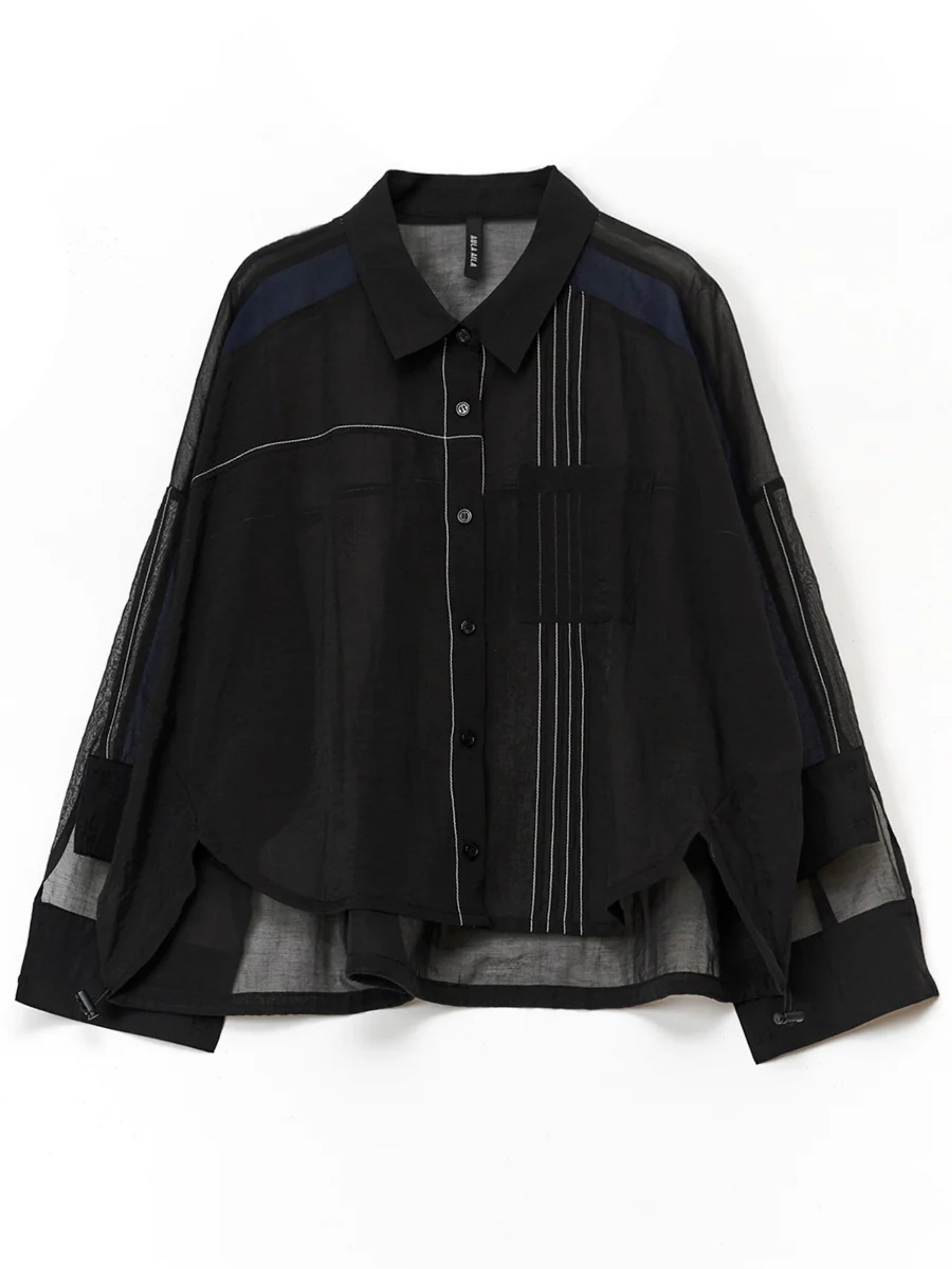 STITCH POINT SHEER SHIRT ブラック