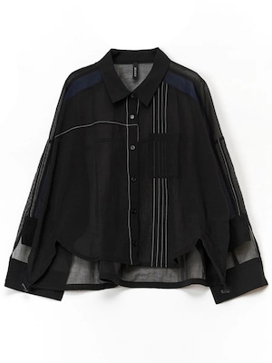 STITCH POINT SHEER SHIRT ブラック