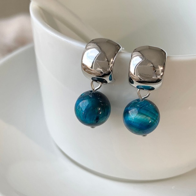 Blue Tiger's Eye Style Drop Earrings　H0295